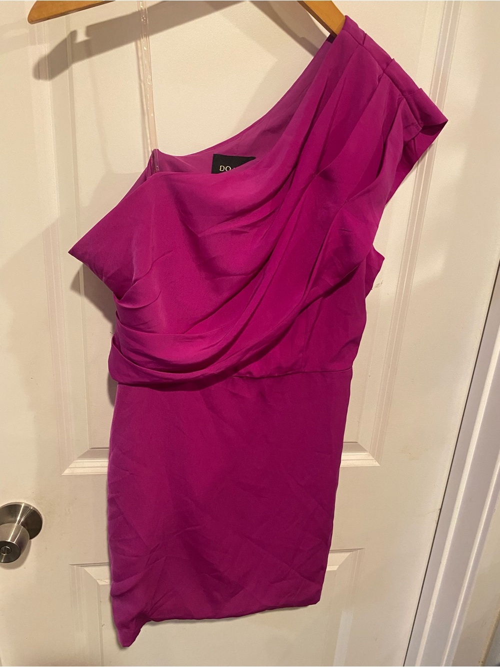 NWT Do + Be One-Shoulder Fuchsia Draped Cocktail Dress Size Large